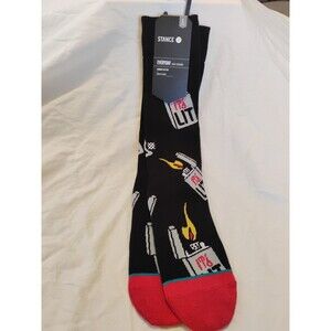 Stance Socks It's Lit Crew Combed Cotton Black Sz L MSRP $14 Everyday Light Cush